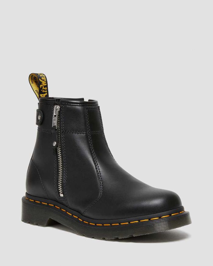 Dr Martens Chelsea Boots Dame Svart 2976 Double Zip Læder 4798LDIVW